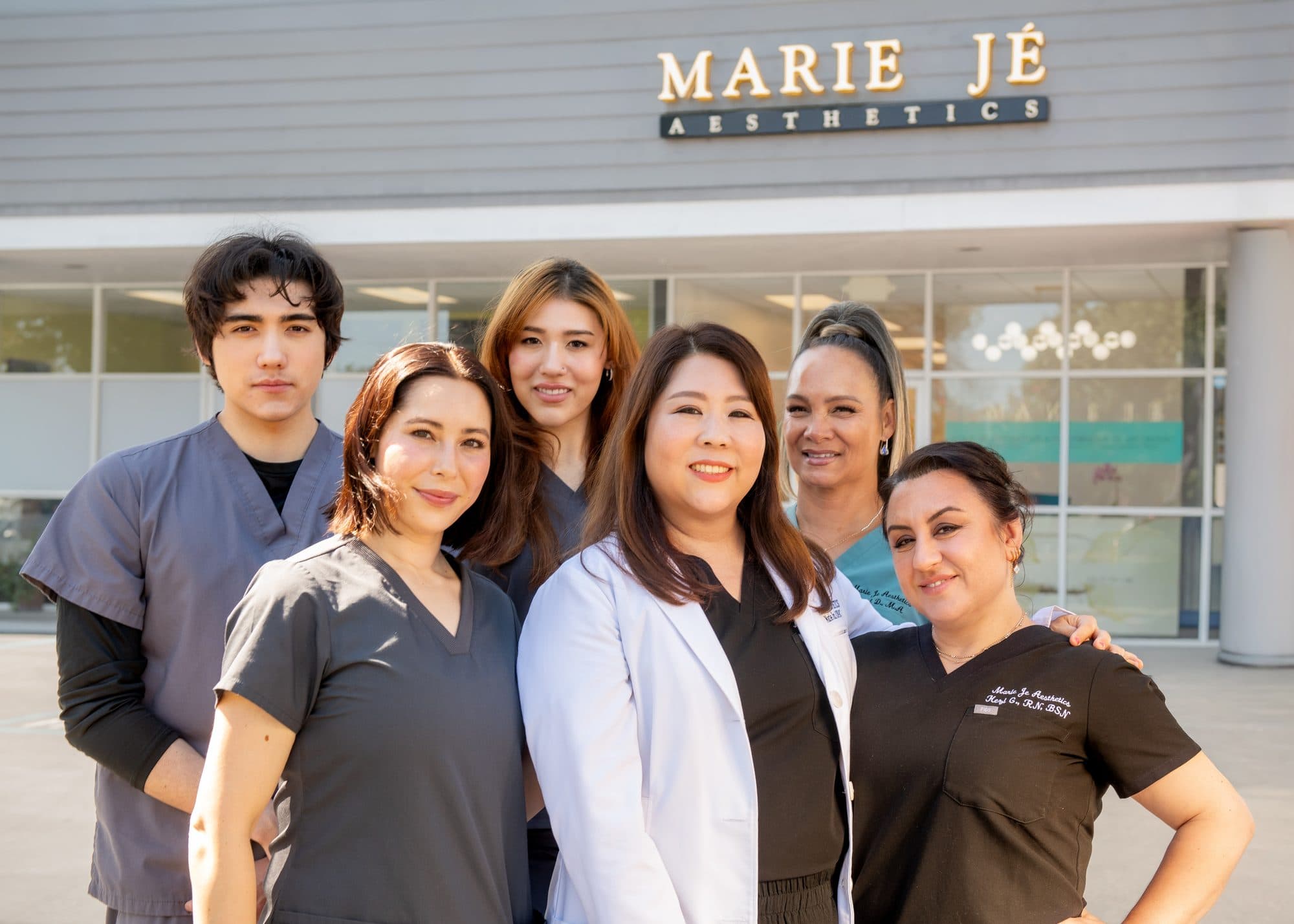 Marie Jin and the Marie Jé Aesthetics team outside the Sunnyvale clinic