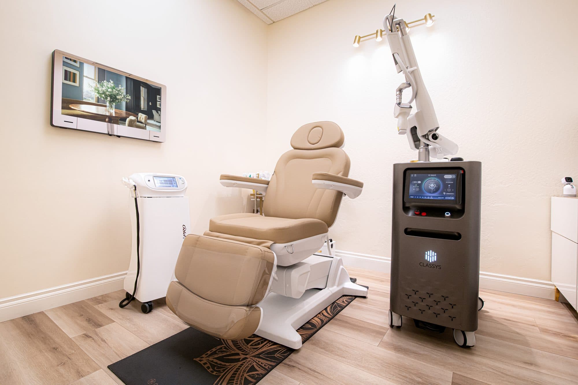 A laser treatment room at Marie Jé Aesthetics in Sunnyvale